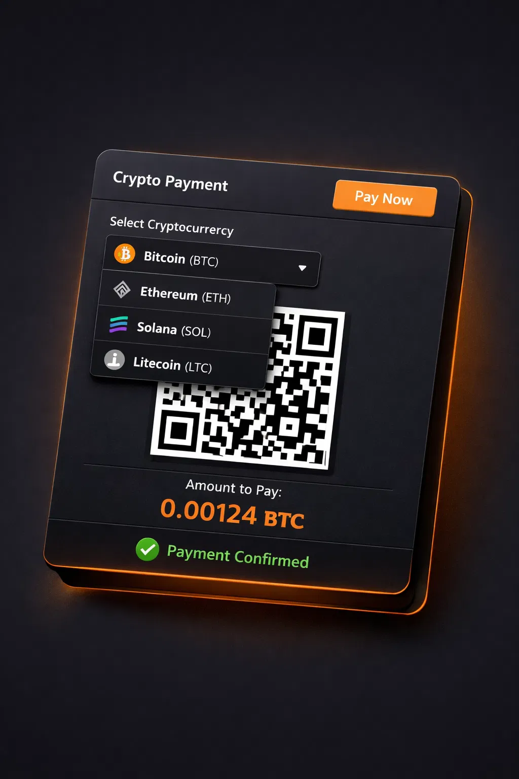 PayCrypto.Me payment interface